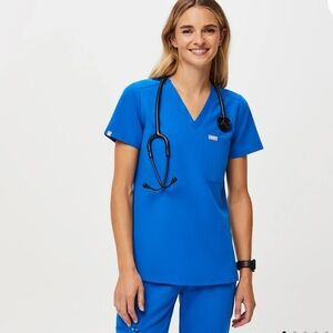 Figs Caterina One Pocket Scrub Top- Royal Blue READ DESCRIPTION
